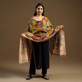 Pen Work Mangalagiri Cotton Handpainted Kalamkari Dupatta