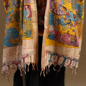 Pen Work Mangalagiri Cotton Handpainted Kalamkari Dupatta