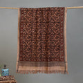 Brown - Handloom Cotton Natural Dyed Block Print Pedana Kalamkari Towel 23