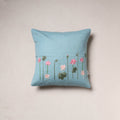 Water lilies Hand Embroidered Cushion Cover (16 x 16 in)