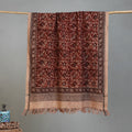 Maroon - Handloom Cotton Natural Dyed Block Print Pedana Kalamkari Towel 24