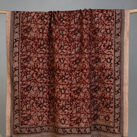 Maroon - Handloom Cotton Natural Dyed Block Print Pedana Kalamkari Towel 24