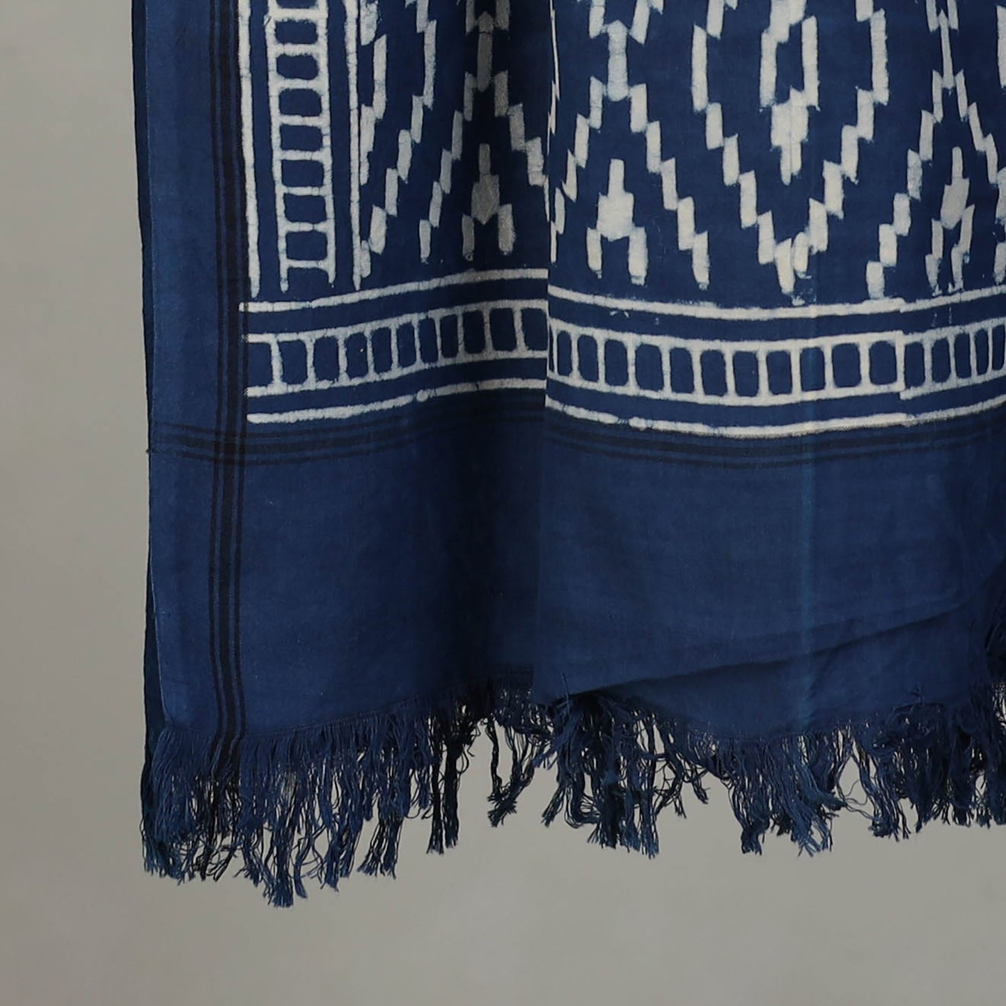 Blue - Pipad Hand Block Print Natural Dyed Pure Handloom Cotton Towel 07