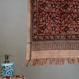 Maroon - Handloom Cotton Natural Dyed Block Print Pedana Kalamkari Towel 24