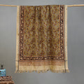 Yellow - Handloom Cotton Natural Dyed Block Print Pedana Kalamkari Towel 26