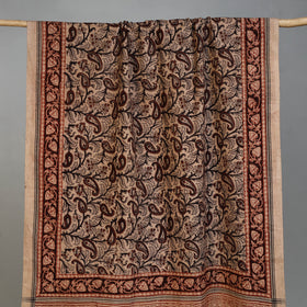 Beige - Handloom Cotton Natural Dyed Block Print Pedana Kalamkari Towel 27