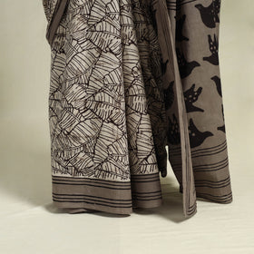 Buy Grey Bindaas Art Natural Dyed Cotton Block Print Saree