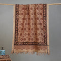 Beige - Handloom Cotton Natural Dyed Block Print Pedana Kalamkari Towel 28