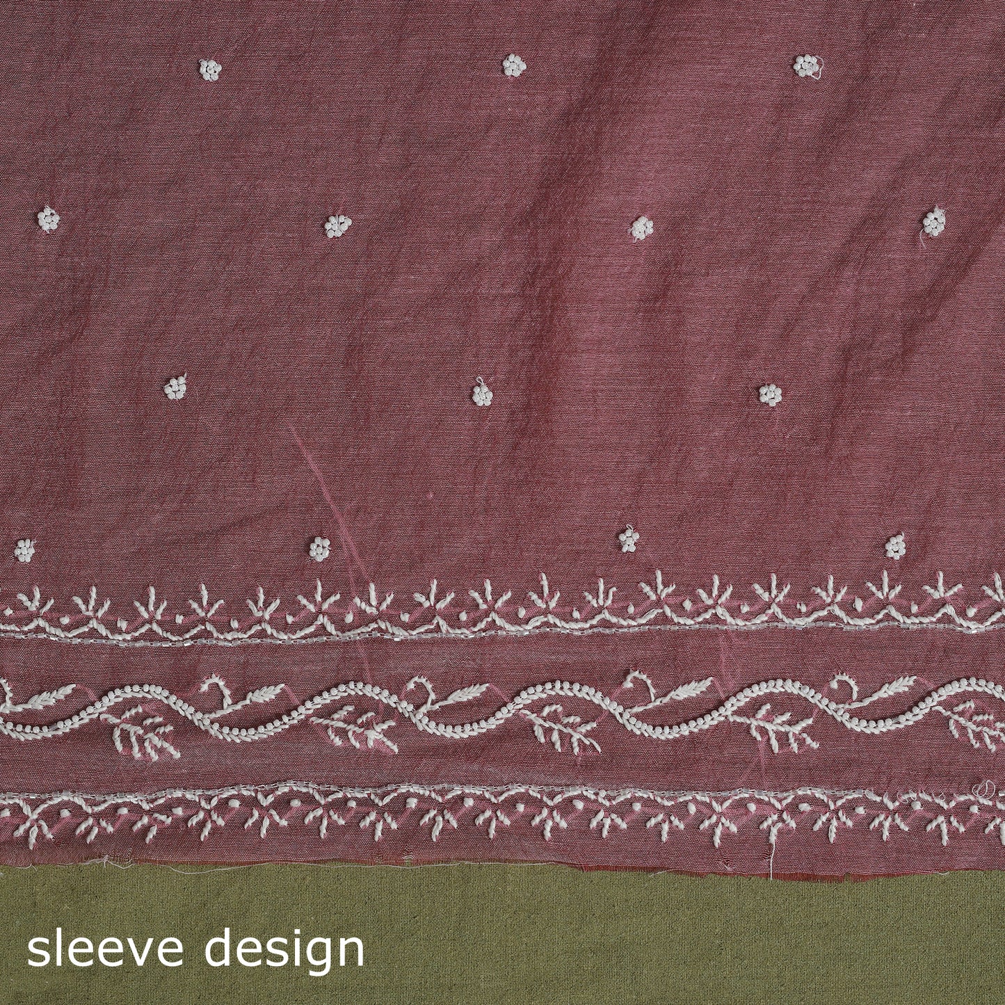 Pink Hand Embroidery 2pc Mul Chanderi Chikankari Dress Material