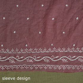 Pink Hand Embroidery 2pc Mul Chanderi Chikankari Dress Material