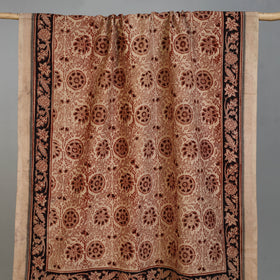 Beige - Handloom Cotton Natural Dyed Block Print Pedana Kalamkari Towel 28