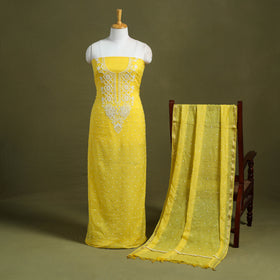 Hand Embroidery 2pc Mul Chanderi Chikankari Dress Material