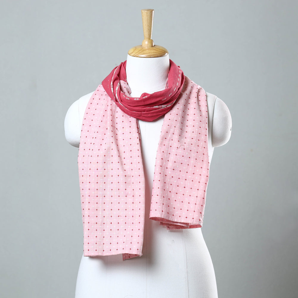 Pink - Jacquard Patchwork Cotton Stole 121