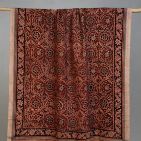 Maroon - Handloom Cotton Natural Dyed Block Print Pedana Kalamkari Towel 29