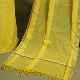 Hand Embroidery 2pc Mul Chanderi Chikankari Dress Material