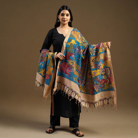 Pen Work Mangalagiri Cotton Handpainted Kalamkari Dupatta