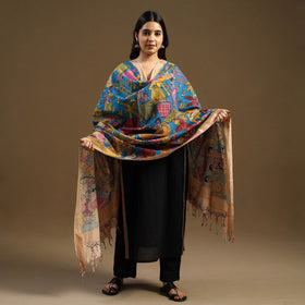Pen Work Mangalagiri Cotton Handpainted Kalamkari Dupatta