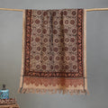 Beige - Handloom Cotton Natural Dyed Block Print Pedana Kalamkari Towel 31