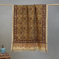 Yellow - Handloom Cotton Natural Dyed Block Print Pedana Kalamkari Towel 32