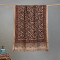 Brown - Handloom Cotton Natural Dyed Block Print Pedana Kalamkari Towel 33