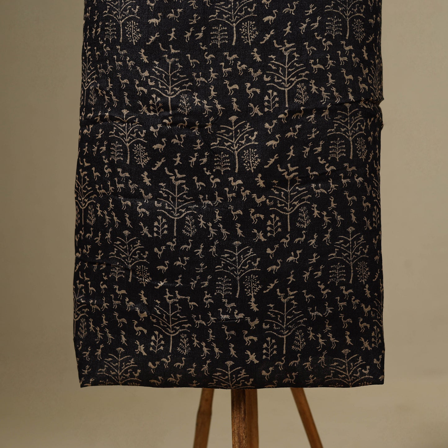 Black - 2pc tussar silk handloom unstitched dress material
