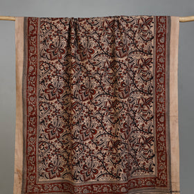 Brown - Handloom Cotton Natural Dyed Block Print Pedana Kalamkari Towel 33
