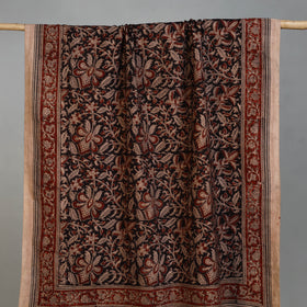 Brown - Handloom Cotton Natural Dyed Block Print Pedana Kalamkari Towel 34