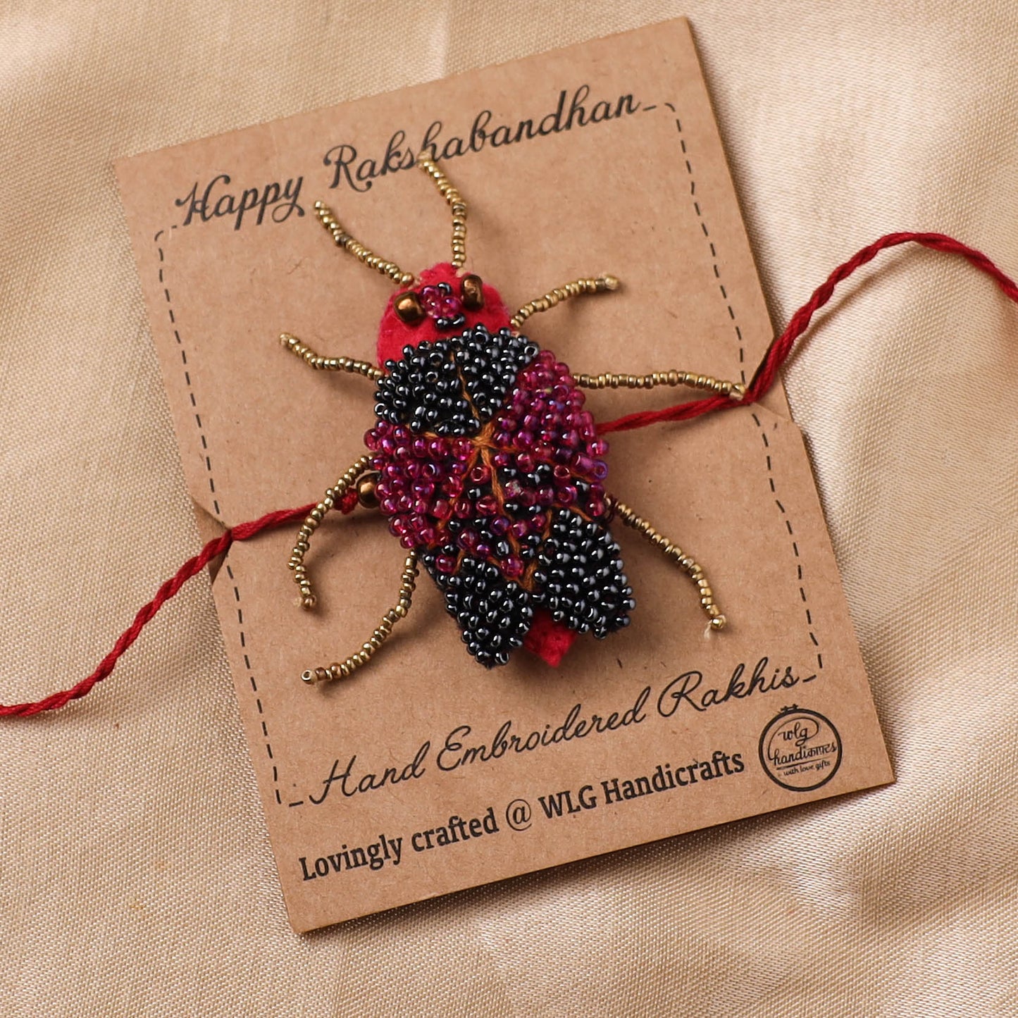 Cockroach - Reusable Hand Embroidered Bead Work Rakhi 02