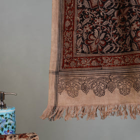 Brown - Handloom Cotton Natural Dyed Block Print Pedana Kalamkari Towel 34