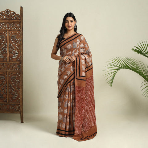 Bindaas Art Natural Dyed Cotton Block Print Saree 18