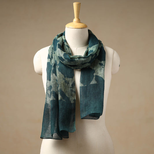 Green - Bindaas Block Printed Natural Dyed Linen Handloom Stole 10