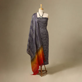 Black - 2pc tussar silk handloom unstitched dress material