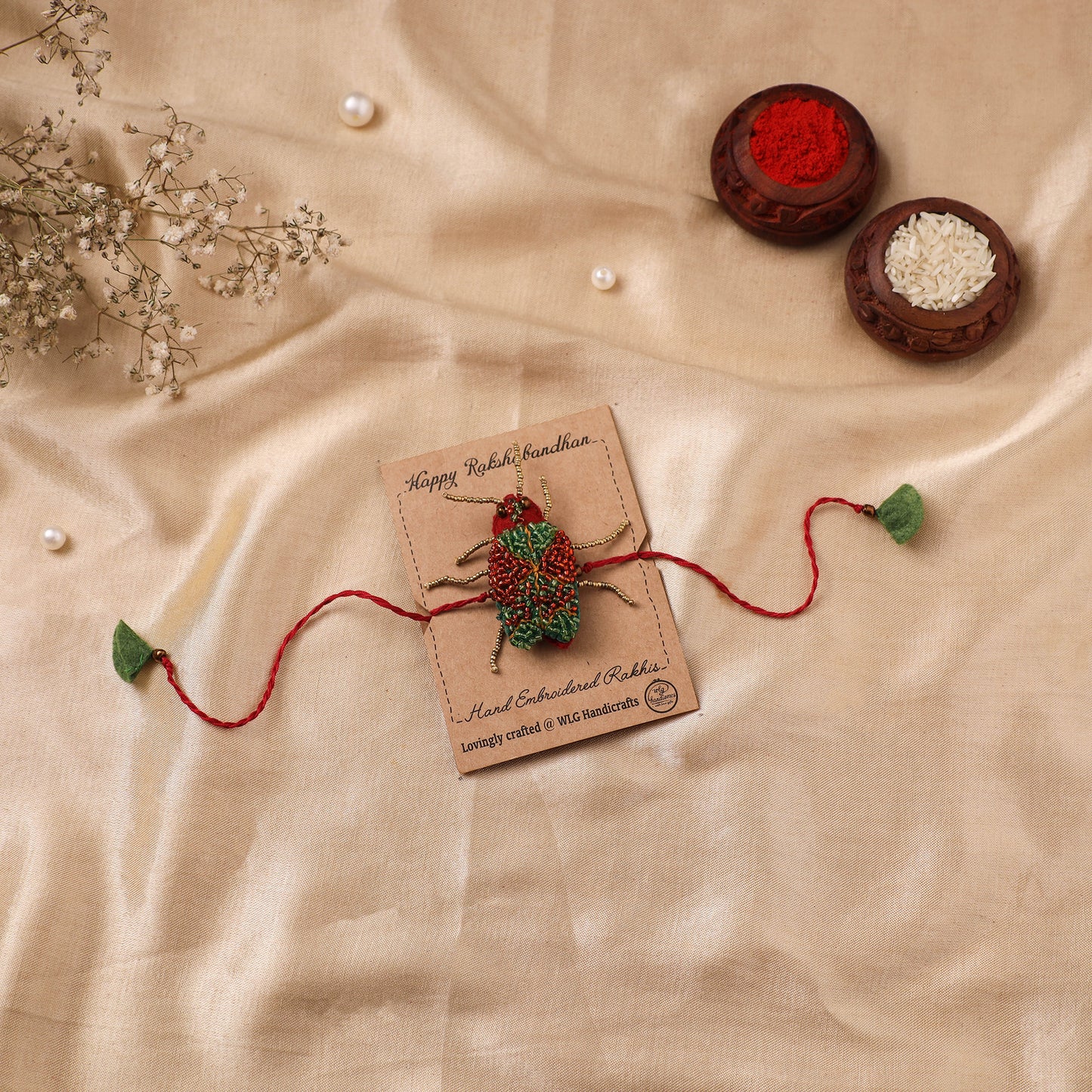 Cockroach - Reusable Hand Embroidered Bead Work Rakhi 05