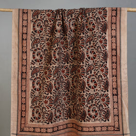 Beige - Handloom Cotton Natural Dyed Block Print Pedana Kalamkari Towel 38