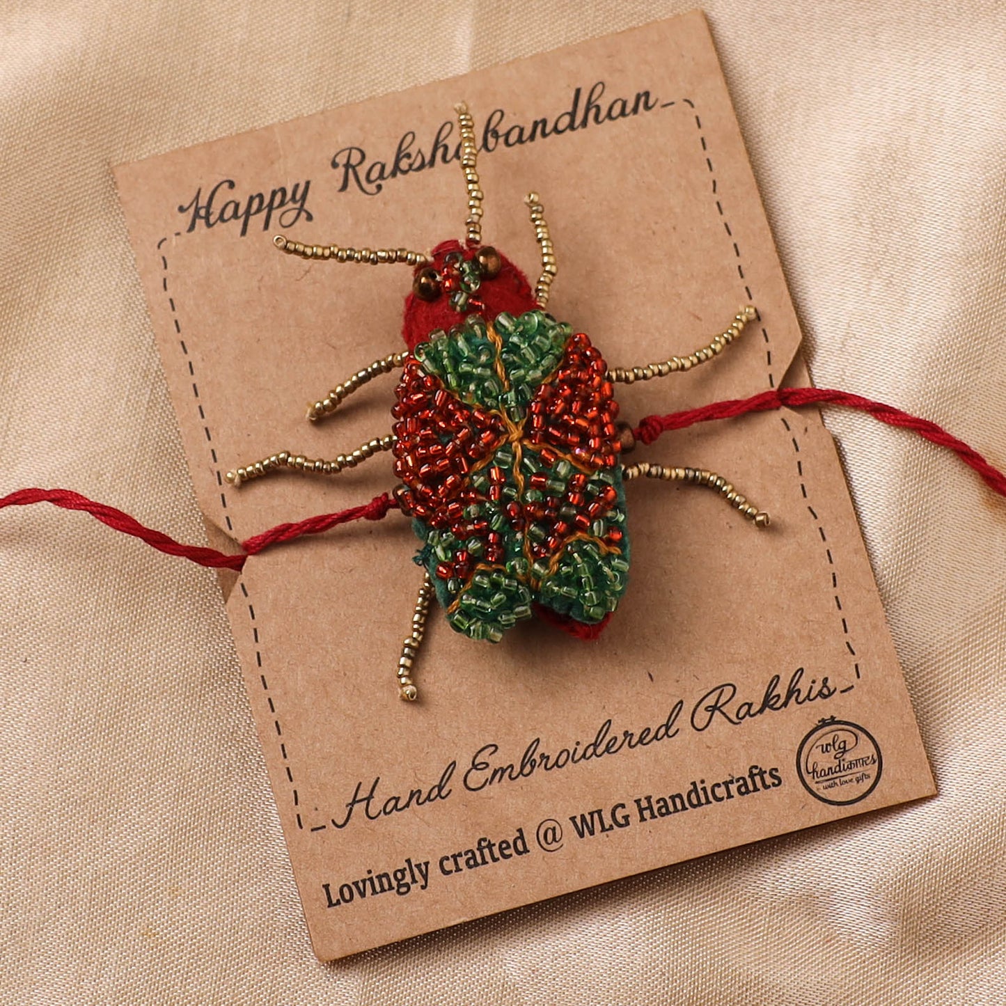 Cockroach - Reusable Hand Embroidered Bead Work Rakhi 05