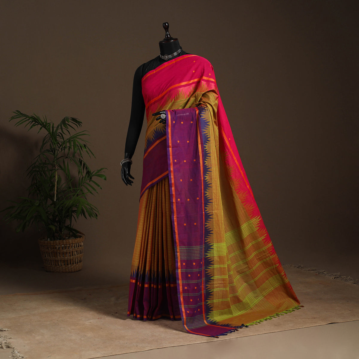 Multicolor - Kandangi Buti Chettinad Cotton Saree with Border 51