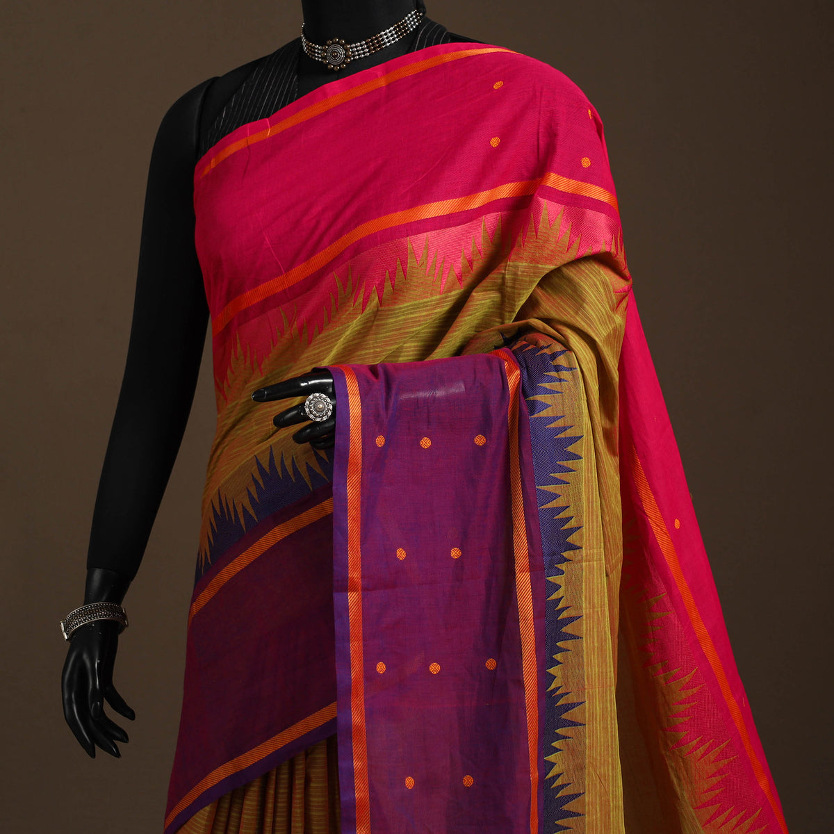 Multicolor - Kandangi Buti Chettinad Cotton Saree with Border 51