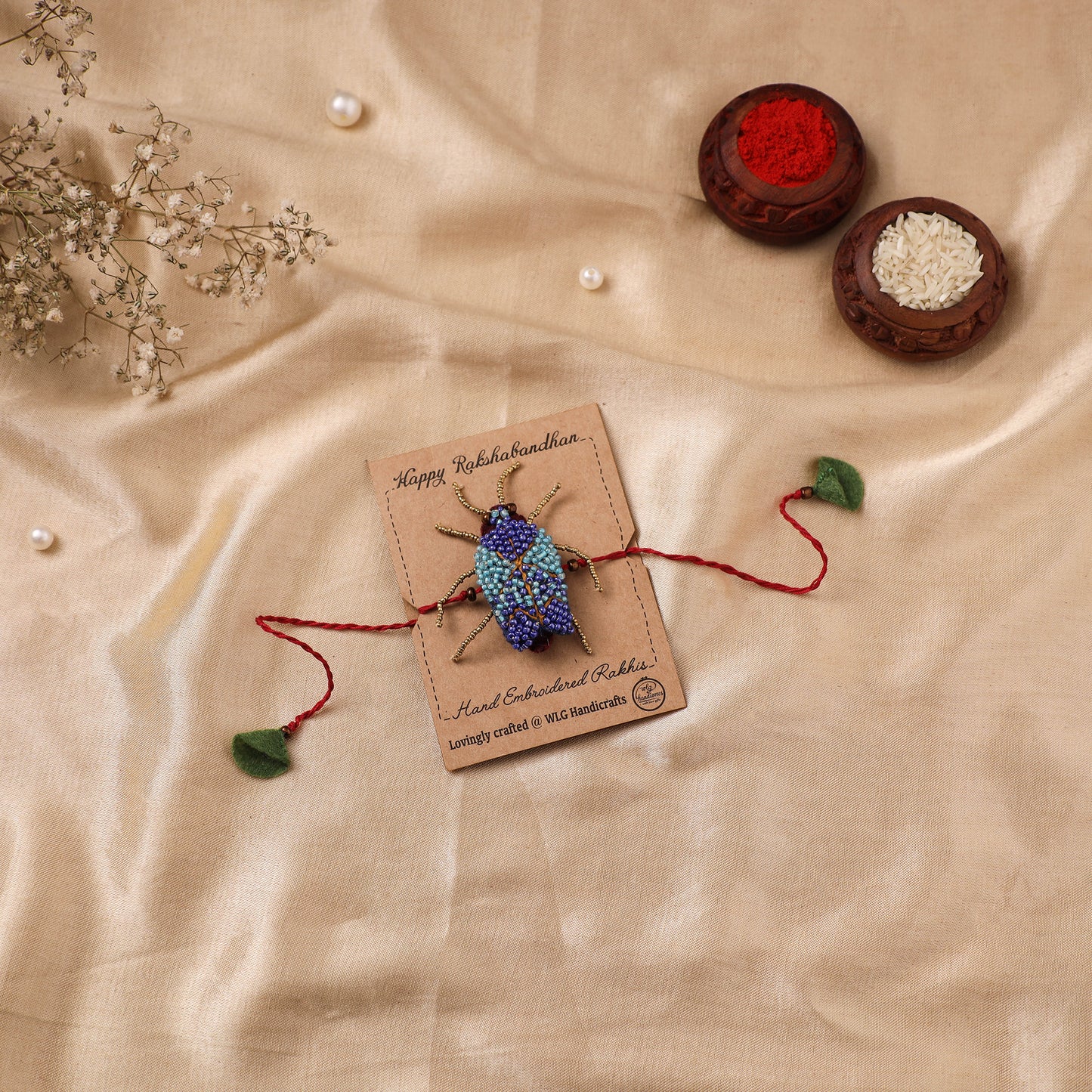 Cockroach - Reusable Hand Embroidered Bead Work Rakhi 06