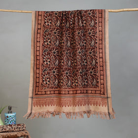 Maroon - Handloom Cotton Natural Dyed Block Print Pedana Kalamkari Towel 39