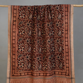 Maroon - Handloom Cotton Natural Dyed Block Print Pedana Kalamkari Towel 39