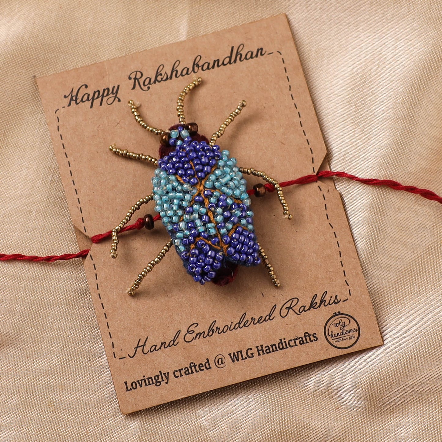 Cockroach - Reusable Hand Embroidered Bead Work Rakhi 06