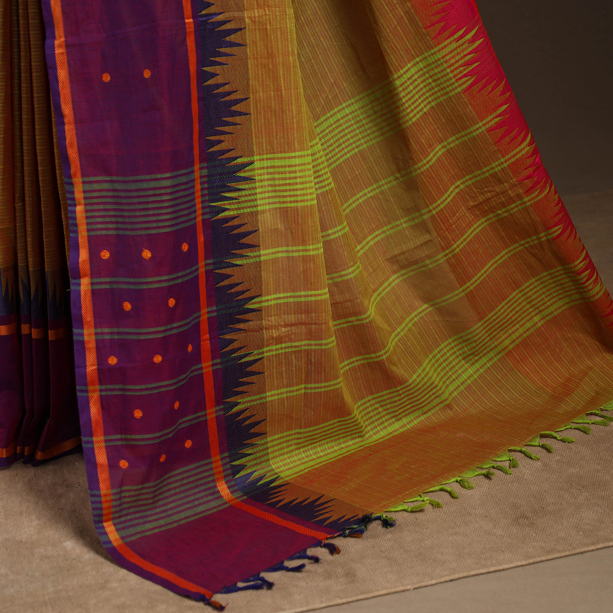 Multicolor - Kandangi Buti Chettinad Cotton Saree with Border 51