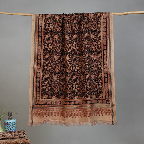 Maroon - Handloom Cotton Natural Dyed Block Print Pedana Kalamkari Towel 40