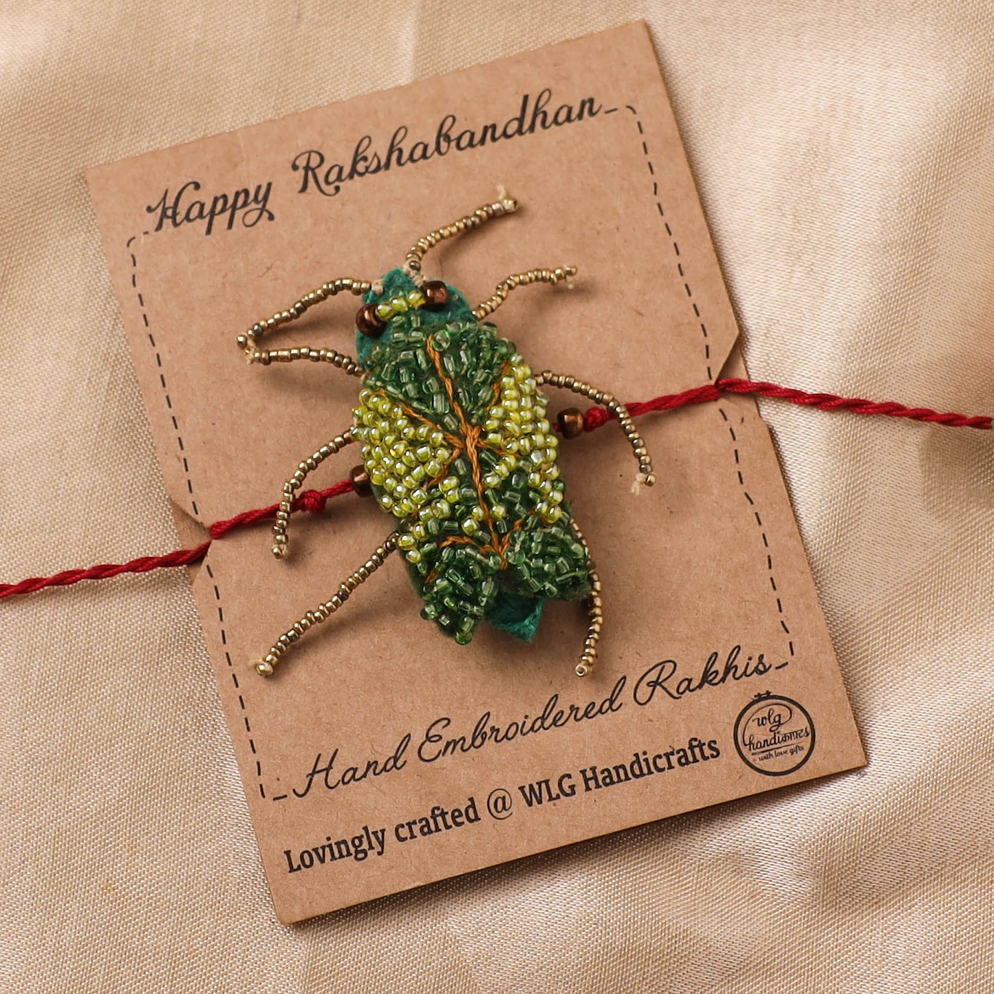 Cockroach - Reusable Hand Embroidered Bead Work Rakhi 07