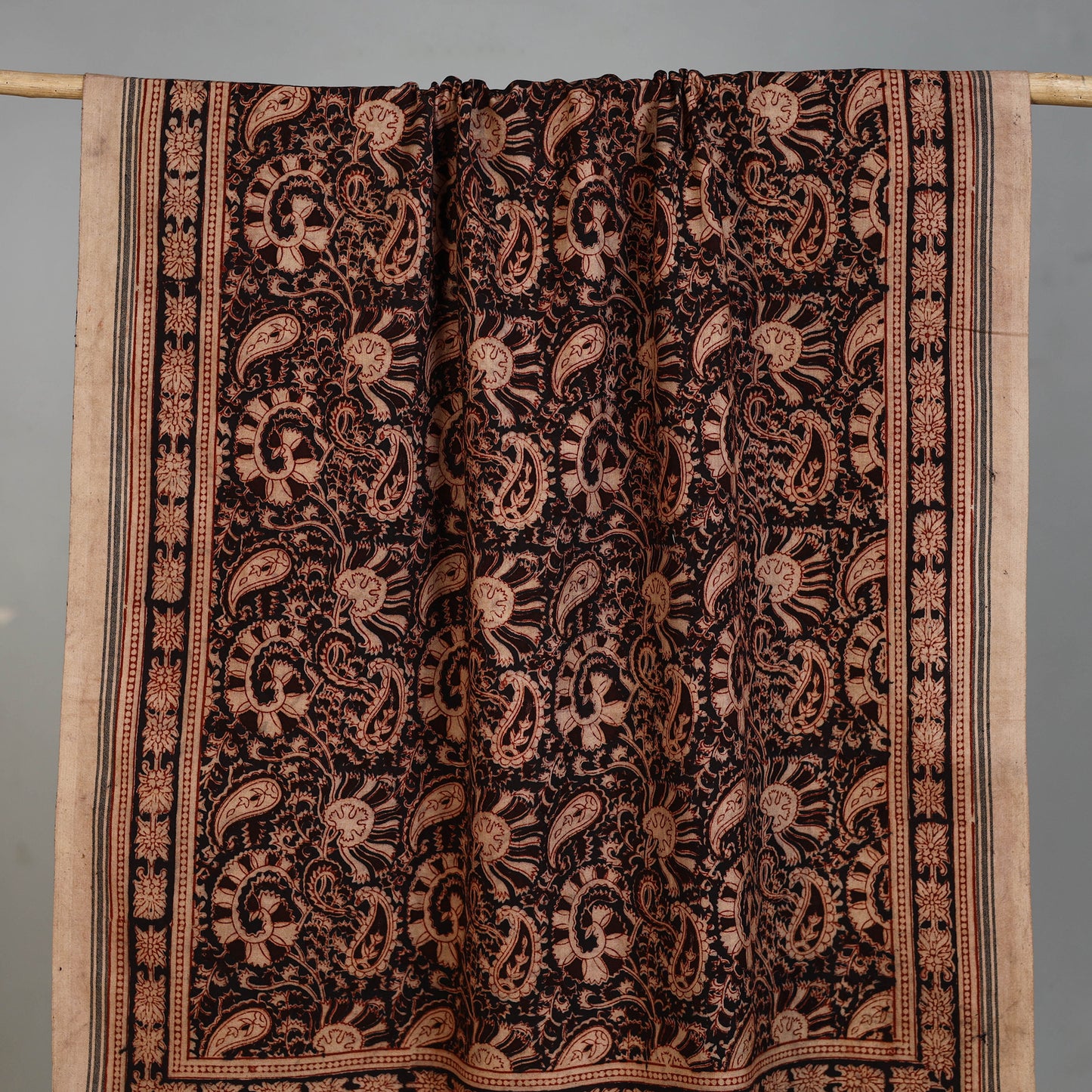 Maroon - Handloom Cotton Natural Dyed Block Print Pedana Kalamkari Towel 40