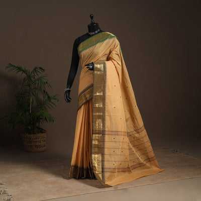 Beige - kandangi buti chettinad cotton saree with border 52