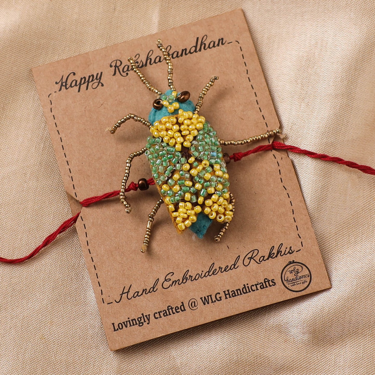 Cockroach - Reusable Hand Embroidered Bead Work Rakhi 08