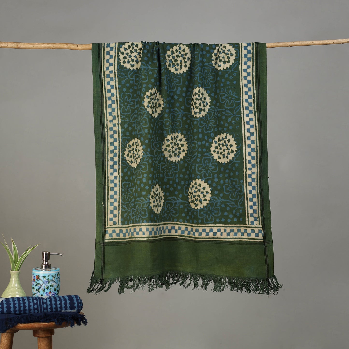 Pipad Hand Block Print Natural Dyed Pure Handloom Cotton Towel 24