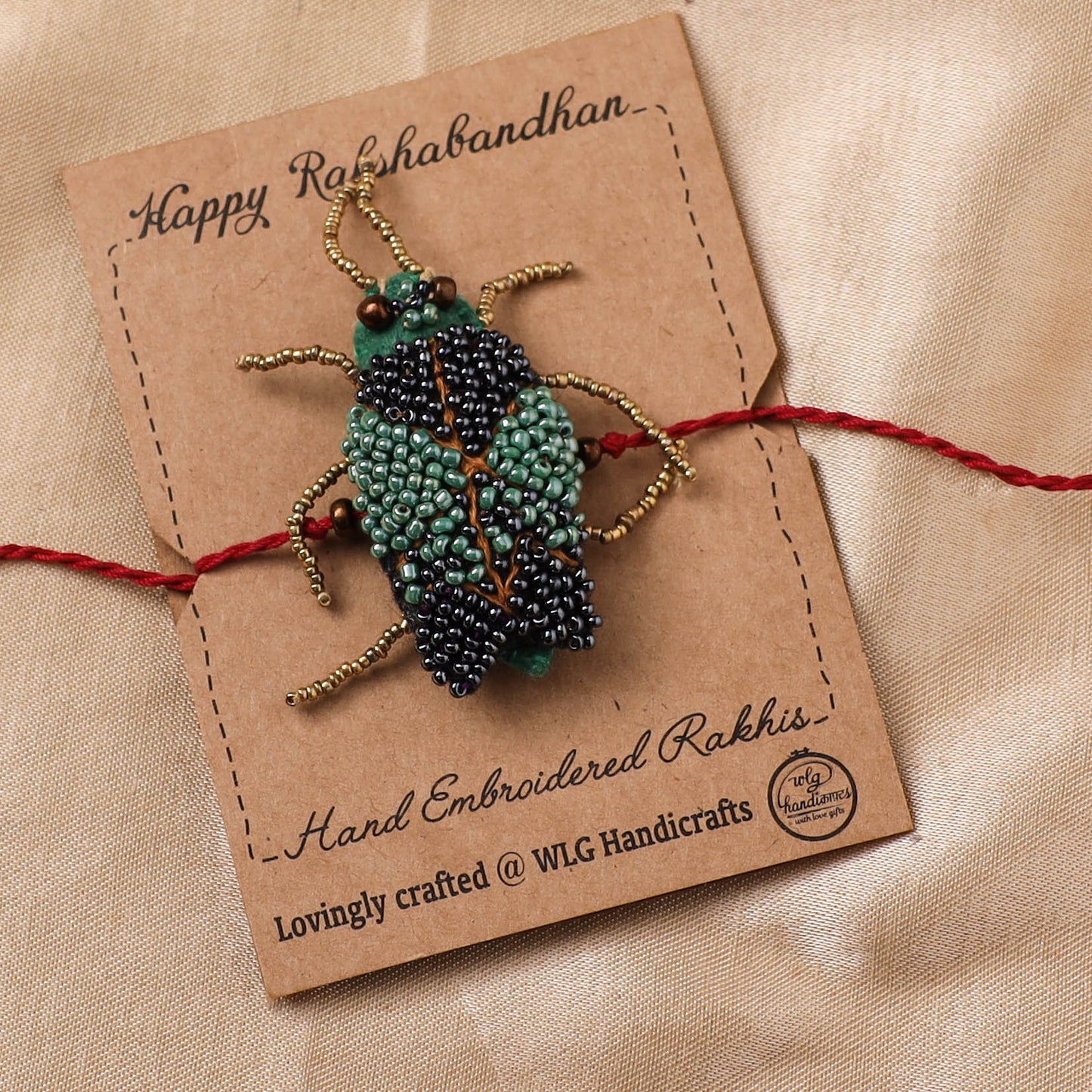 Cockroach - Reusable Hand Embroidered Bead Work Rakhi 09