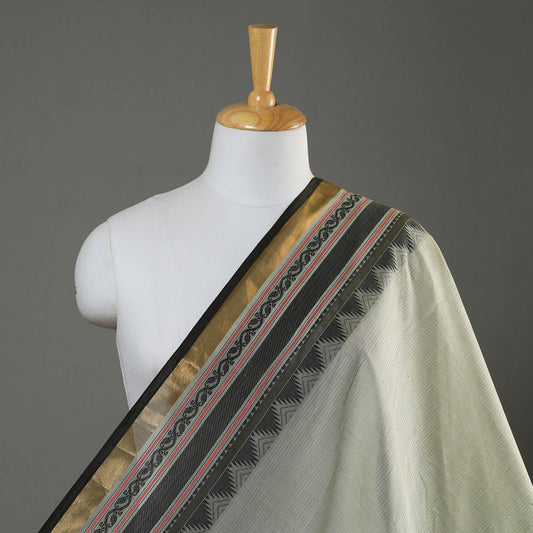 Green - Kanchipuram Cotton Fabric with Zari Border